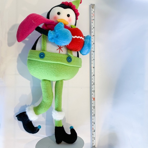 18” Whimsical Stuffed Felt Penguin on stand - Picture 4 of 5